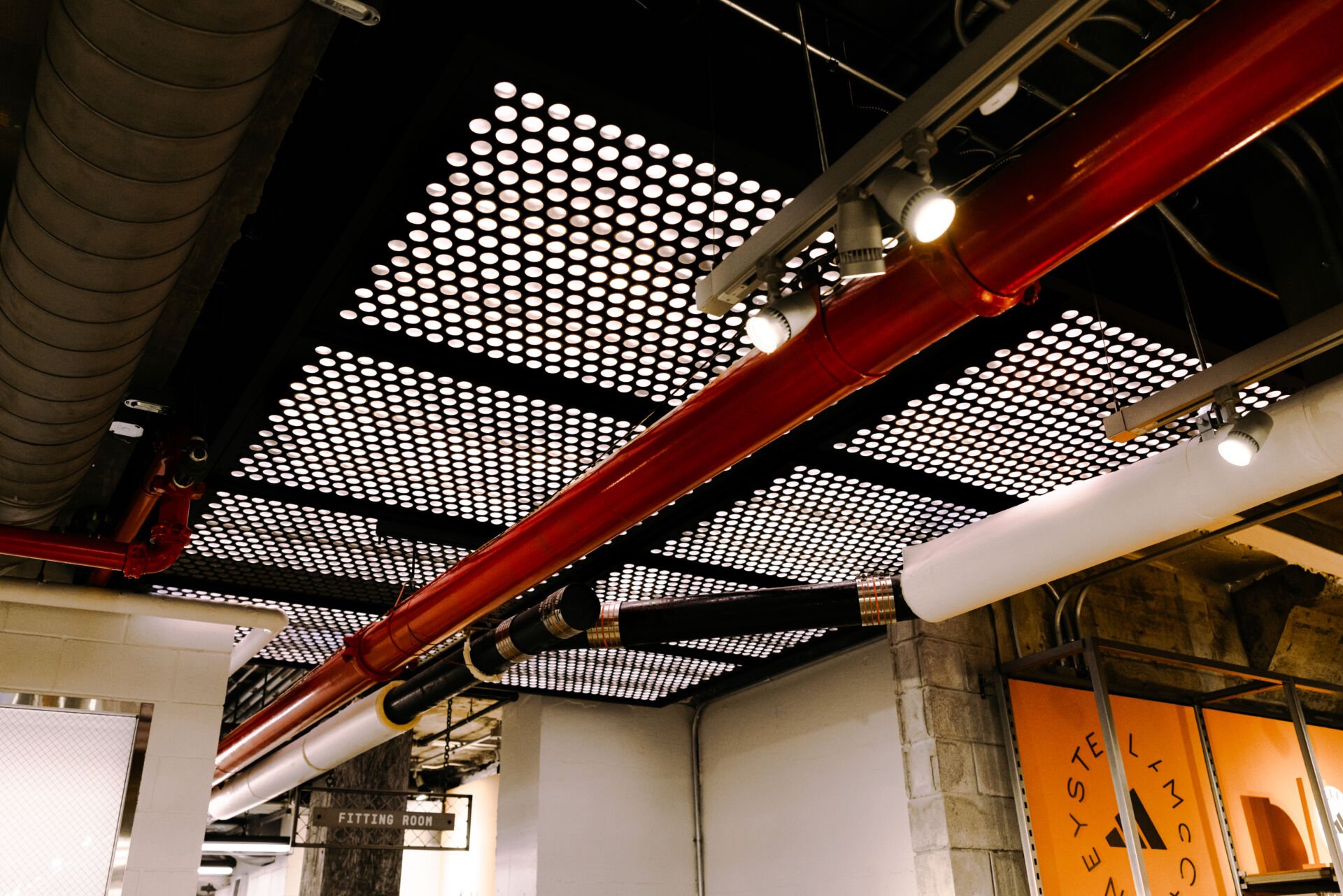 Beautiful Glass Bullets on ceiling in iconic Adidas Flagship Store